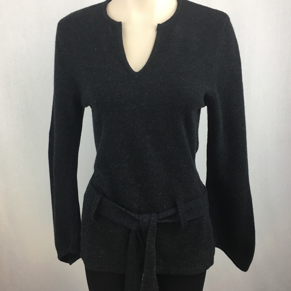 Black Women's Knit Belted Sweater
